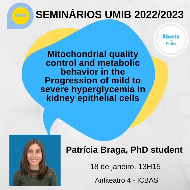 Seminars UMIB 2023 - Mitochondrial Quality Control and Metabolic Behavior in the Progression  of Mild to Severe Hyperglycemia in kidney Epithelial Cells